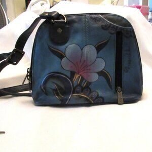Anuschka Denim Paisley Floral Small Multi Compartment Zip-Around Organizer 8109